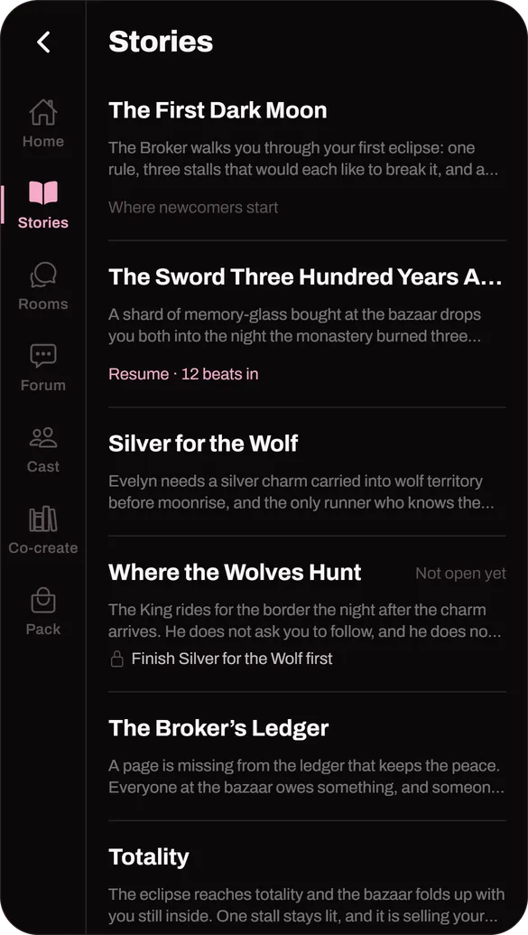 Stories in Eclipse-Bound, a world on myuki